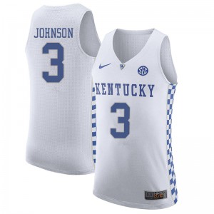 Mens Kentucky Wildcats Keldon Johnson #3 White University Jerseys 396685-609