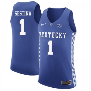 Men Kentucky Wildcats Nate Sestina #1 Blue Basketball Jerseys 803219-244
