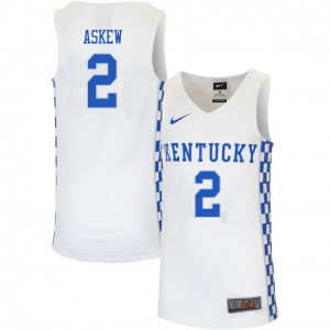 Mens Kentucky Wildcats Devin Askew #2 Stitched White Jersey 584671-842