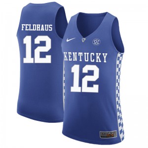 Mens Kentucky Wildcats Deron Feldhaus #12 Official Blue Jersey 772578-257