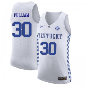 Men's Kentucky Wildcats Dillon Pulliam #30 Basketball White Jersey 303223-557