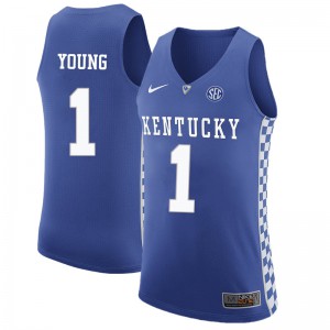Men's Kentucky Wildcats James Young #1 University Blue Jersey 217195-511