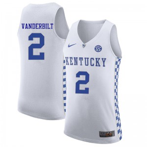 Men's Kentucky Wildcats Jarred Vanderbilt #2 White Stitched Jersey 598680-438