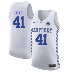 Men Kentucky Wildcats Trey Lyles #41 Stitched White Jersey 152932-241