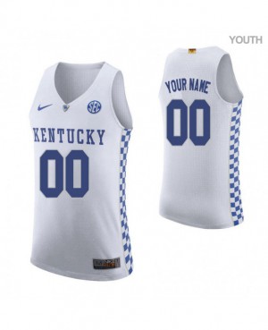 Youth Kentucky Wildcats Custom #00 White College Road Jersey 725652-845