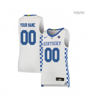 Youth Kentucky Wildcats Custom #00 White Official Jerseys 678215-431