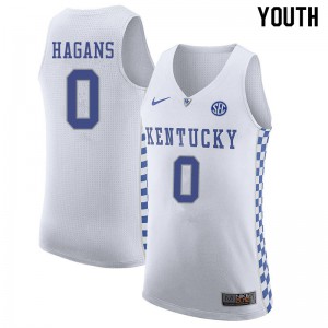 Youth Kentucky Wildcats Ashton Hagans #0 College White Jerseys 304539-706