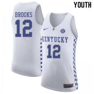 Youth Kentucky Wildcats Keion Brooks #12 Embroidery White Jerseys 397821-265