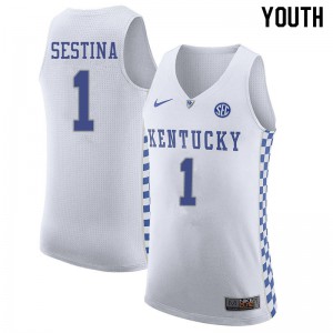 Youth Kentucky Wildcats Nate Sestina #1 White High School Jersey 712852-816