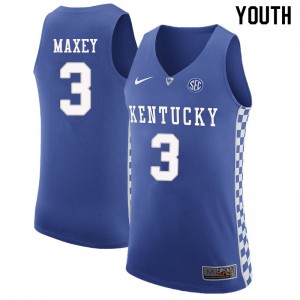 Youth Kentucky Wildcats Tyrese Maxey #3 Blue Stitch Jerseys 414516-388