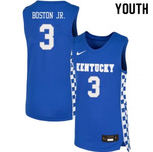 Youth Kentucky Wildcats Brandon Boston Jr. #3 Embroidery Blue Jersey 187070-258