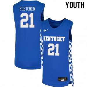 Youth Kentucky Wildcats Cam'Ron Fletcher #21 Blue Embroidery Jersey 111821-957