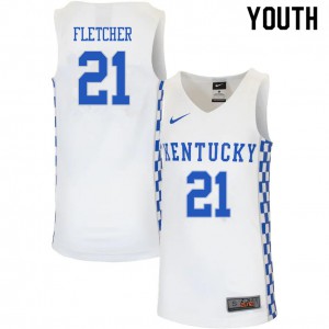 Youth Kentucky Wildcats Cam'Ron Fletcher #21 Stitched White Jerseys 954309-247